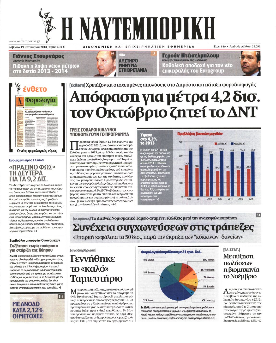 Εξώφυλο εφημερίδας ΝΑΥΤΕΜΠΟΡΙΚΗ 2013-01-19