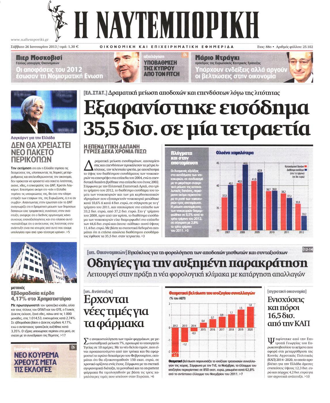 Εξώφυλο εφημερίδας ΝΑΥΤΕΜΠΟΡΙΚΗ 2013-01-26