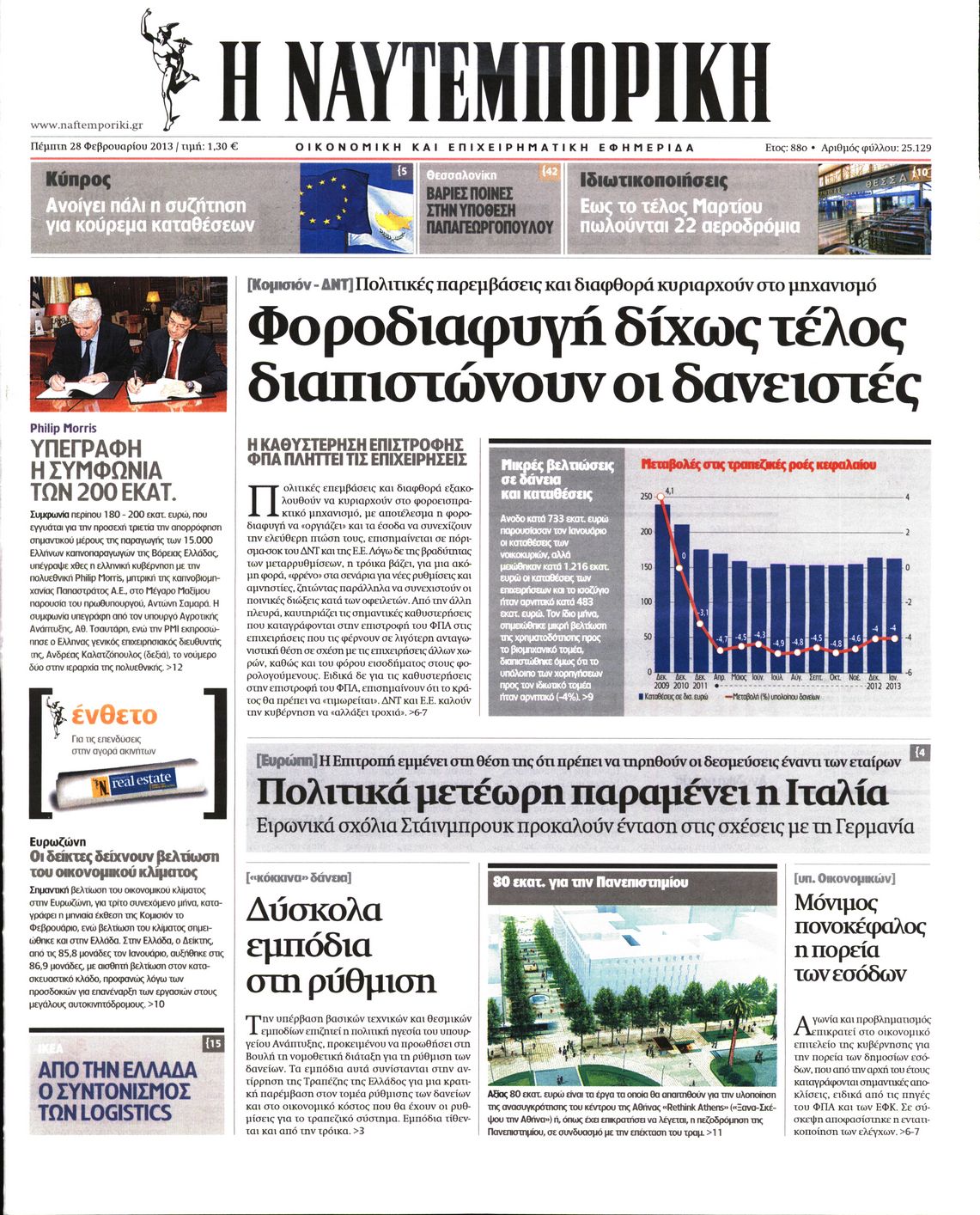 Εξώφυλο εφημερίδας ΝΑΥΤΕΜΠΟΡΙΚΗ 2013-02-28