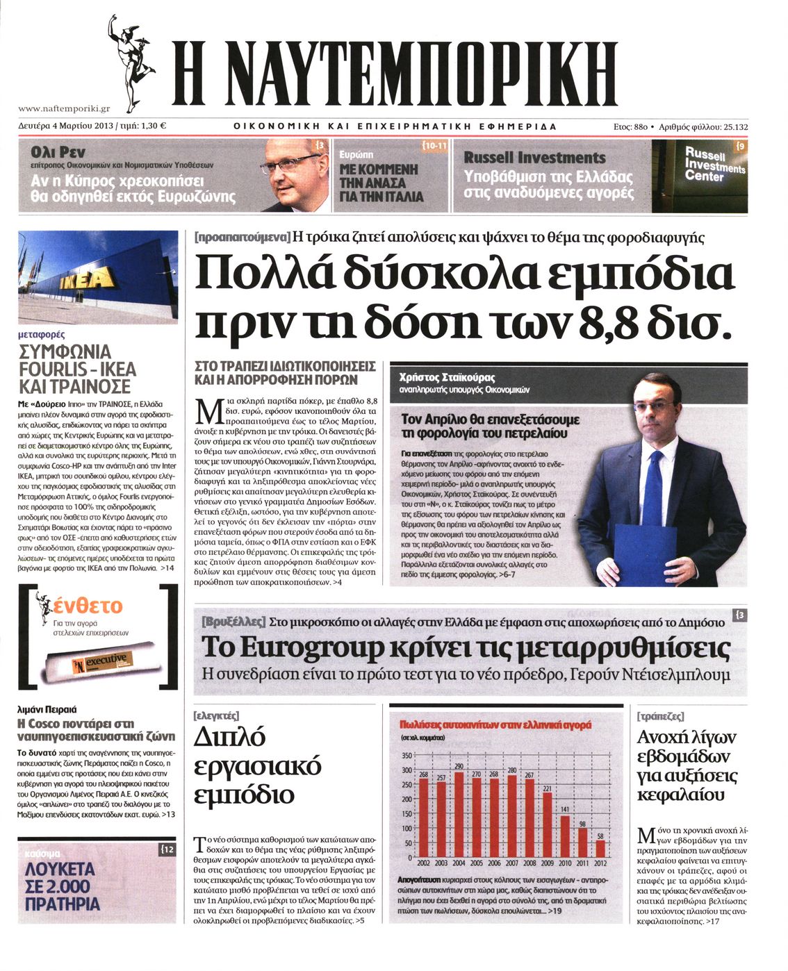 Εξώφυλο εφημερίδας ΝΑΥΤΕΜΠΟΡΙΚΗ 2013-03-04