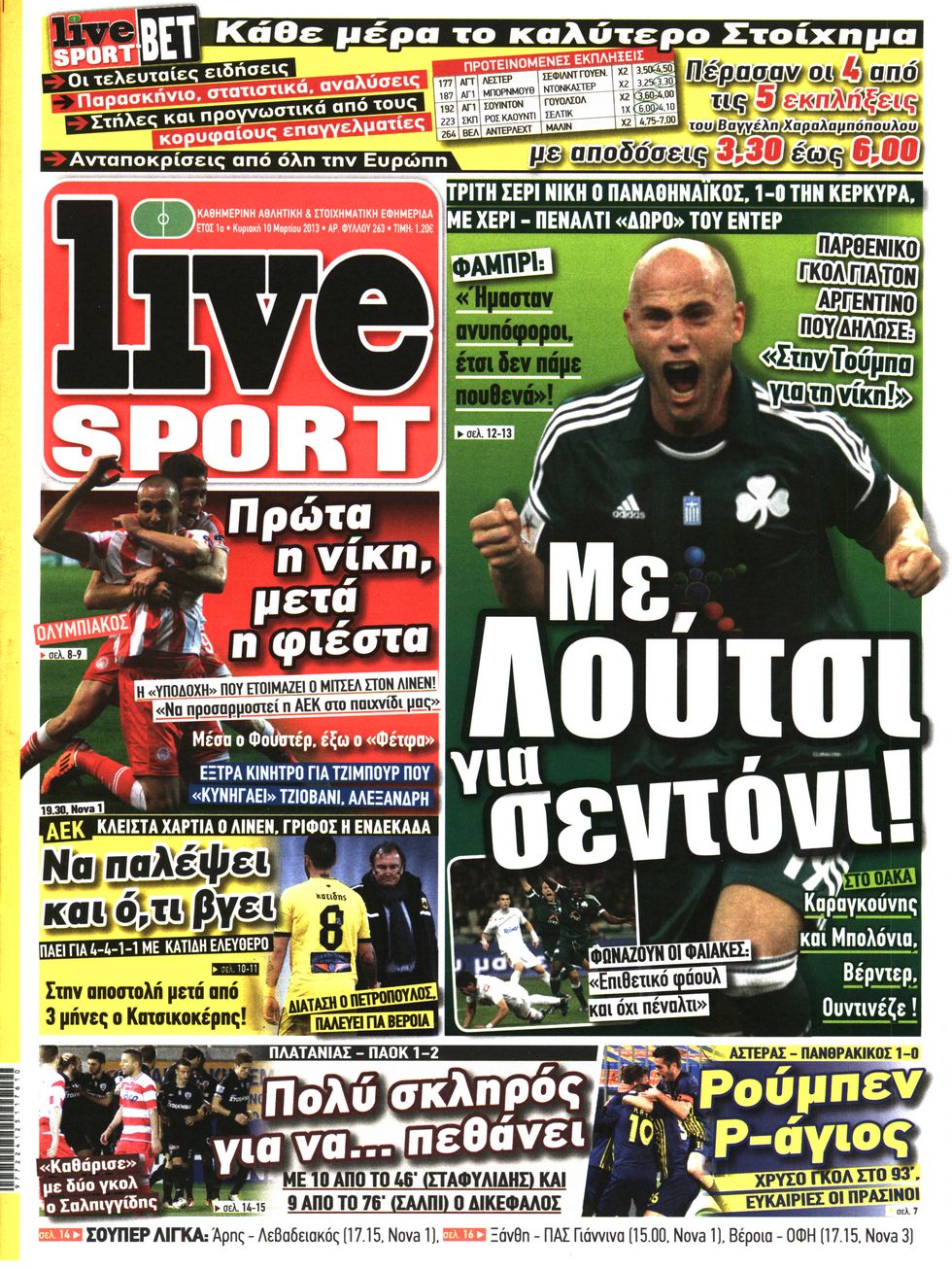 Εξώφυλο εφημερίδας LIVE SPORT 2013-03-10