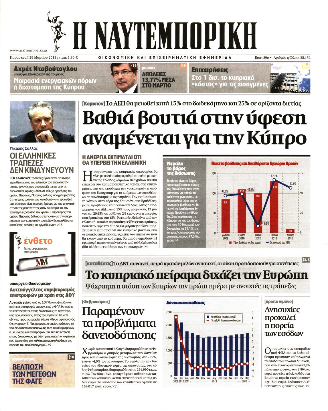 Εξώφυλο εφημερίδας ΝΑΥΤΕΜΠΟΡΙΚΗ 2013-03-29