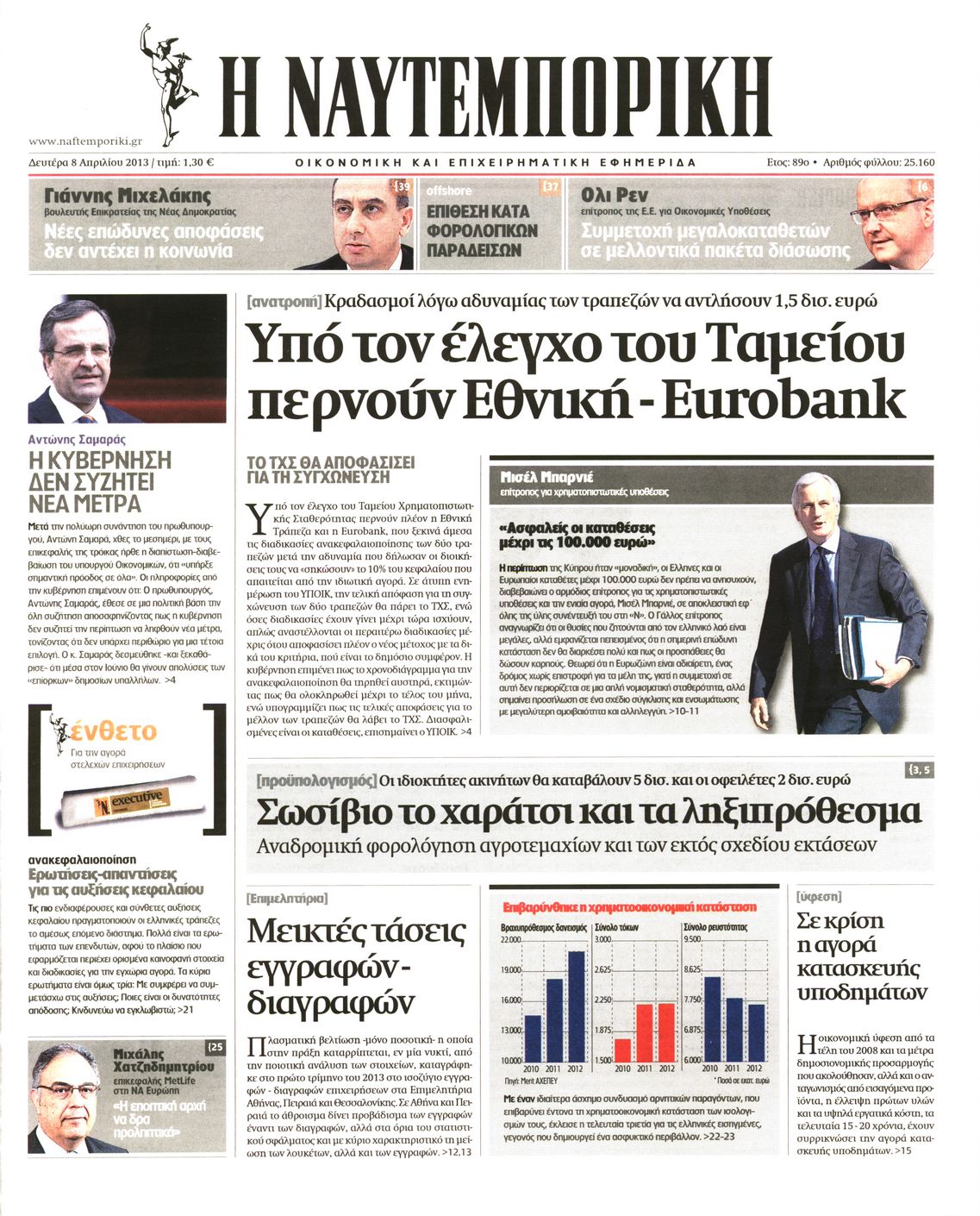 Εξώφυλο εφημερίδας ΝΑΥΤΕΜΠΟΡΙΚΗ 2013-04-08