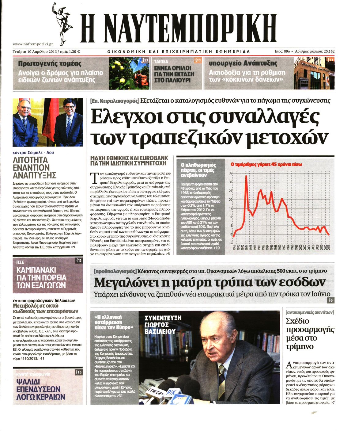 Εξώφυλο εφημερίδας ΝΑΥΤΕΜΠΟΡΙΚΗ 2013-04-10