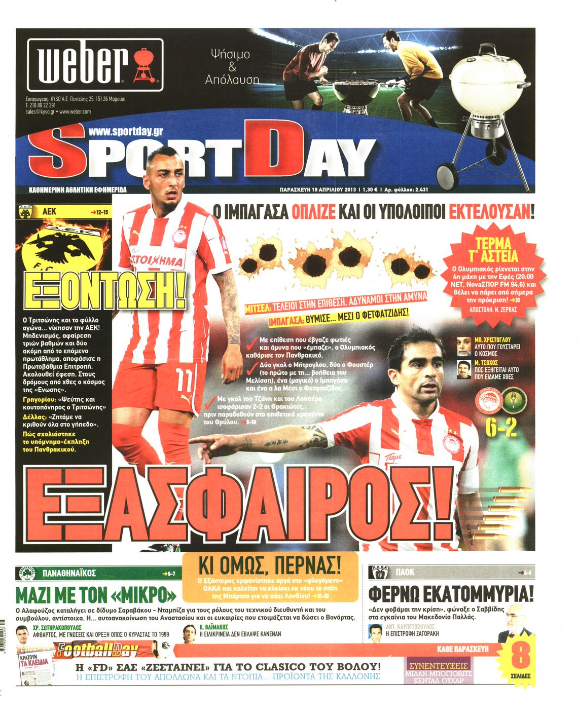 Εξώφυλο εφημερίδας SPORTDAY 2013-04-19