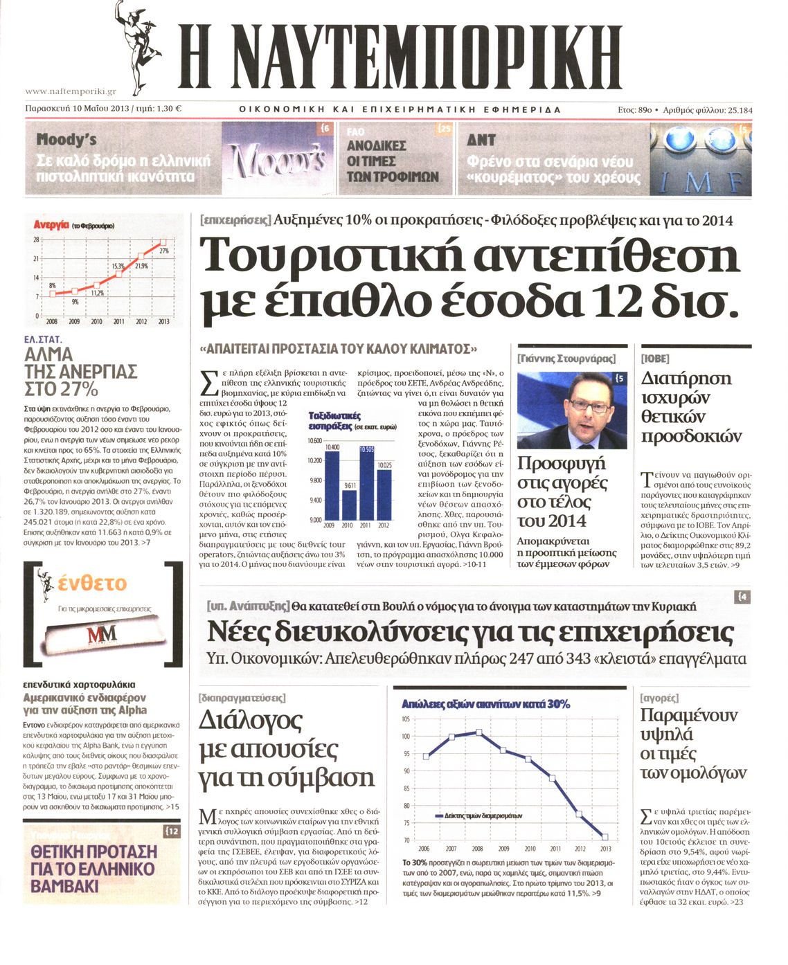 Εξώφυλο εφημερίδας ΝΑΥΤΕΜΠΟΡΙΚΗ 2013-05-10