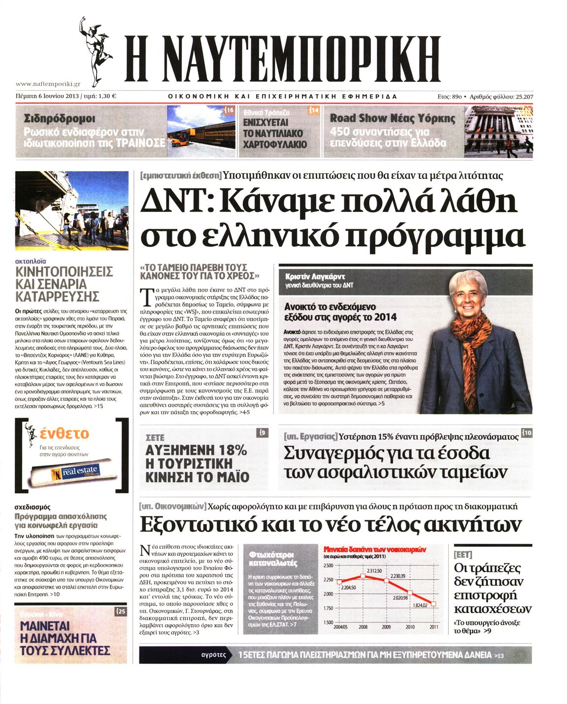 Εξώφυλο εφημερίδας ΝΑΥΤΕΜΠΟΡΙΚΗ 2013-06-06