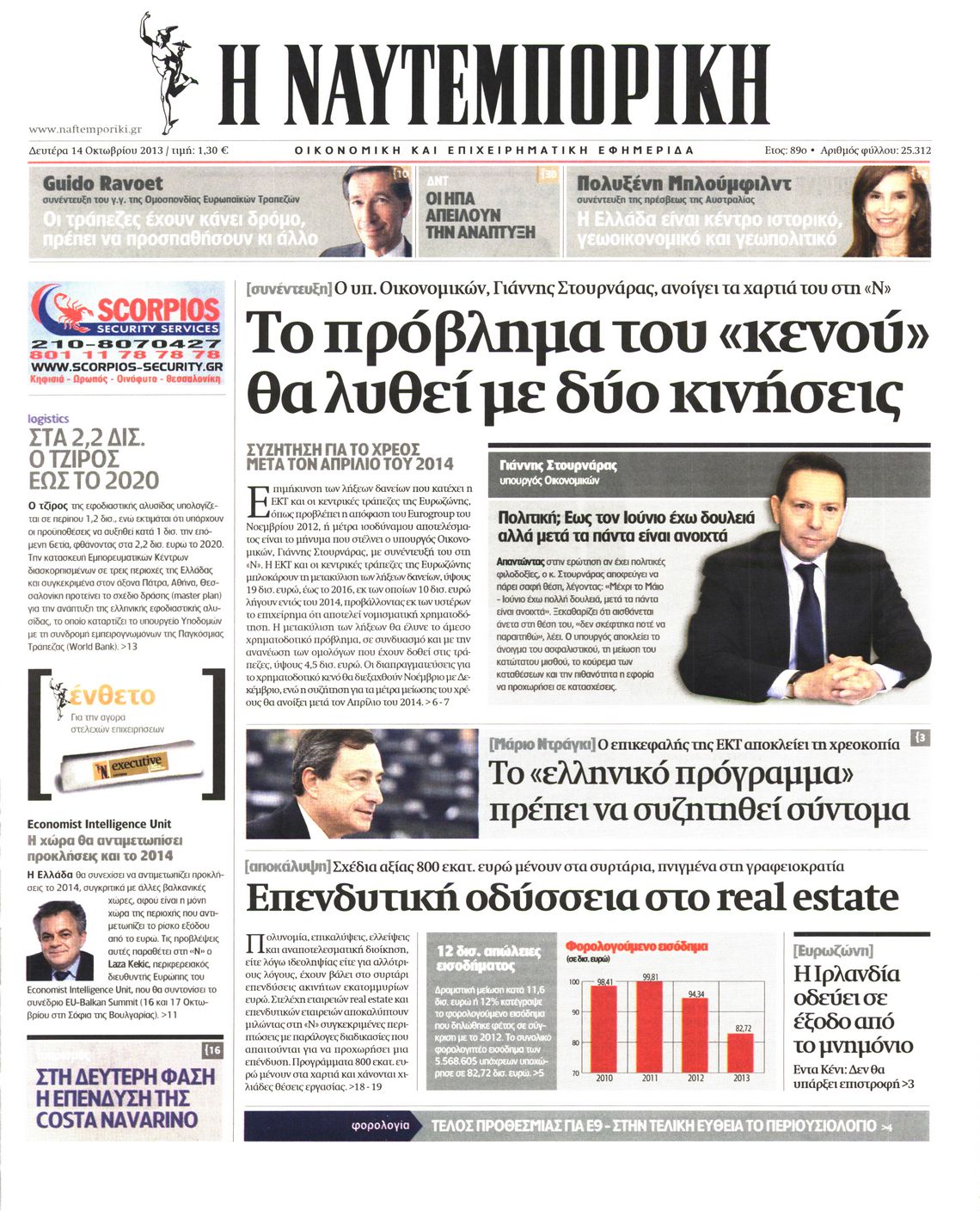 Εξώφυλο εφημερίδας ΝΑΥΤΕΜΠΟΡΙΚΗ 2013-10-14