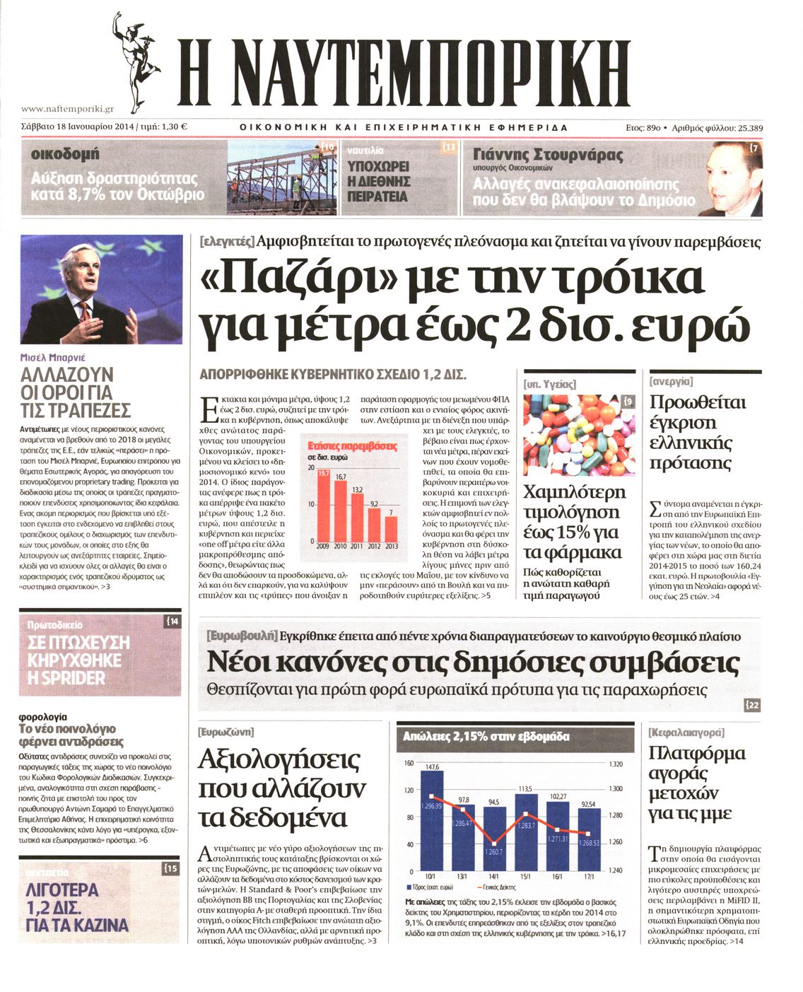 Εξώφυλο εφημερίδας ΝΑΥΤΕΜΠΟΡΙΚΗ 2014-01-18