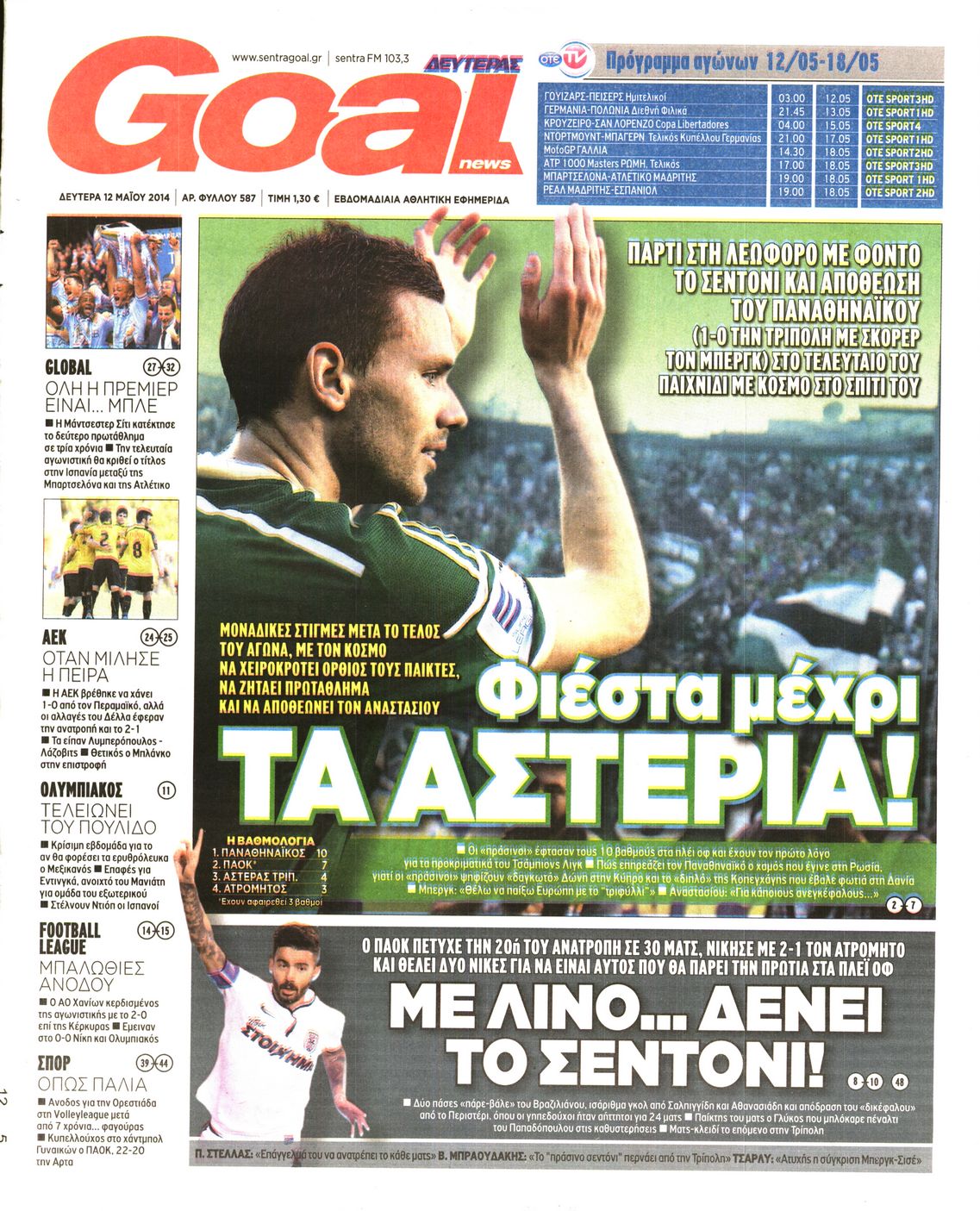 Εξώφυλο εφημερίδας GOAL 2014-05-12
