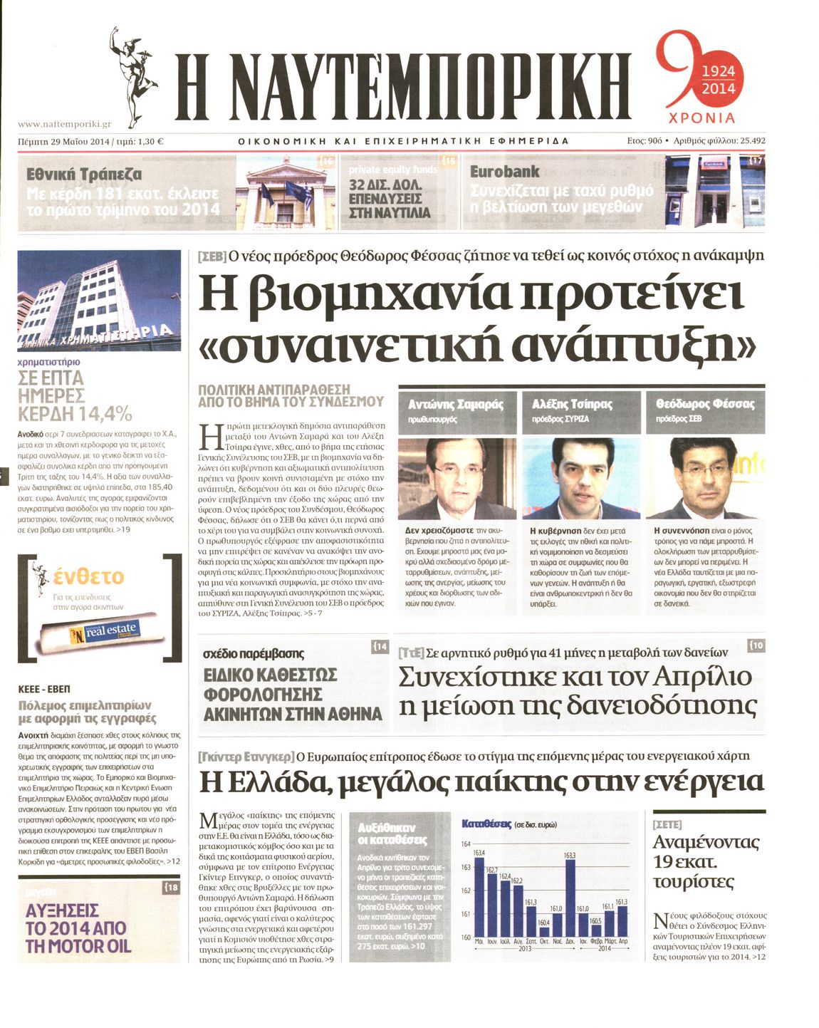 Εξώφυλο εφημερίδας ΝΑΥΤΕΜΠΟΡΙΚΗ 2014-05-29