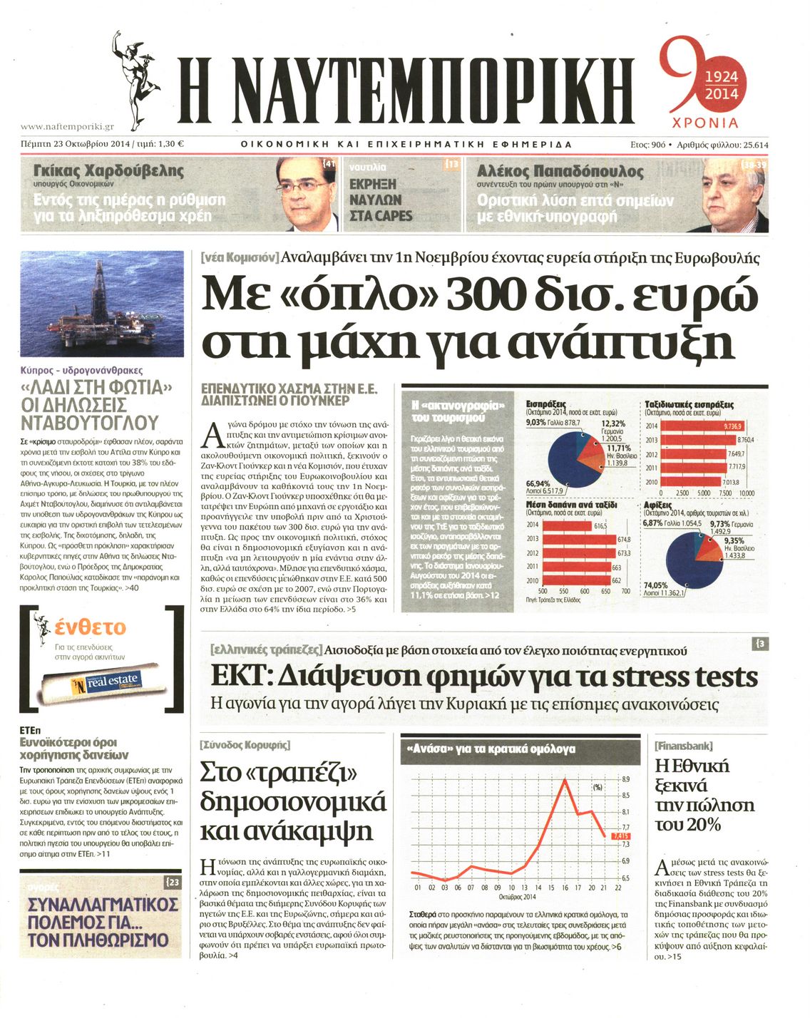 Εξώφυλο εφημερίδας ΝΑΥΤΕΜΠΟΡΙΚΗ 2014-10-23