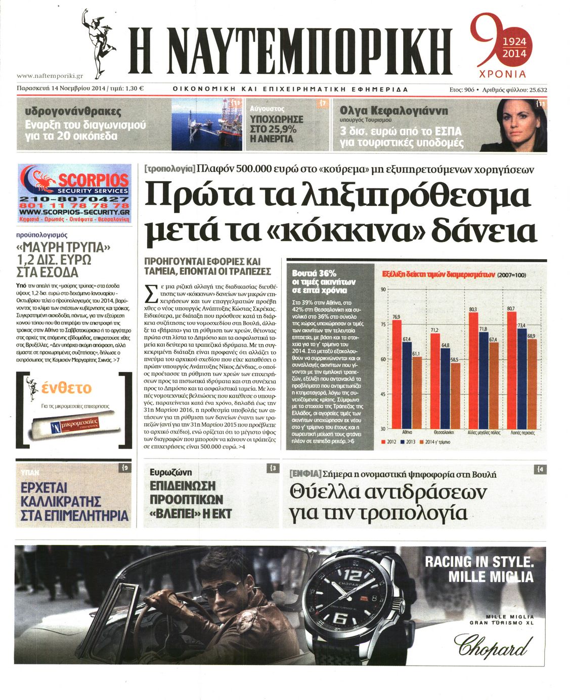 Εξώφυλο εφημερίδας ΝΑΥΤΕΜΠΟΡΙΚΗ 2014-11-14