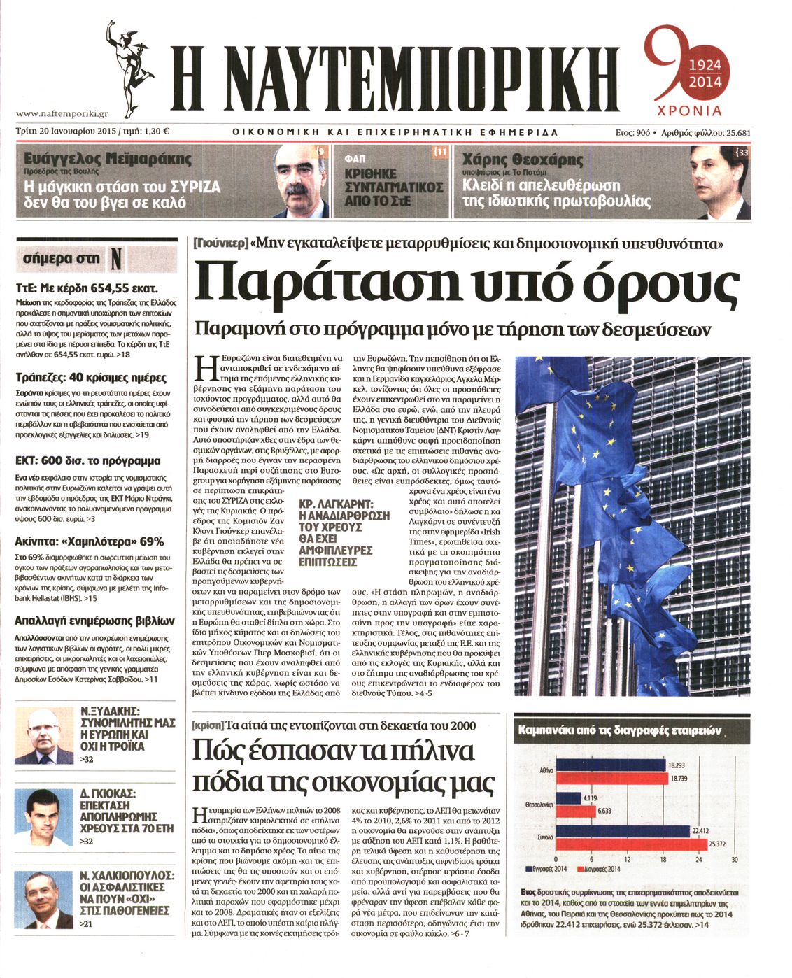 Εξώφυλο εφημερίδας ΝΑΥΤΕΜΠΟΡΙΚΗ 2015-01-20
