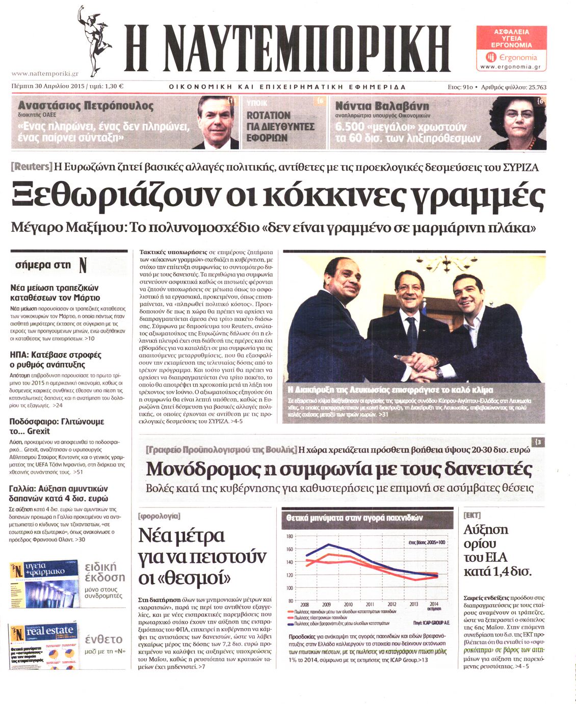 Εξώφυλο εφημερίδας ΝΑΥΤΕΜΠΟΡΙΚΗ 2015-04-30