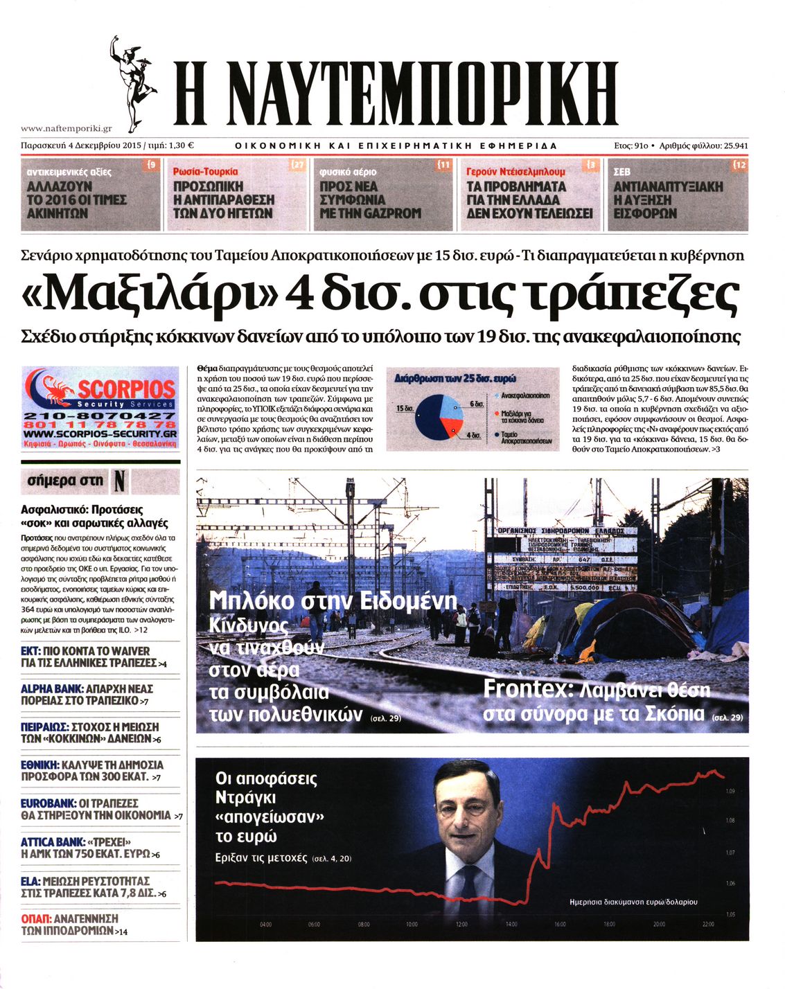 Εξώφυλο εφημερίδας ΝΑΥΤΕΜΠΟΡΙΚΗ 2015-12-04