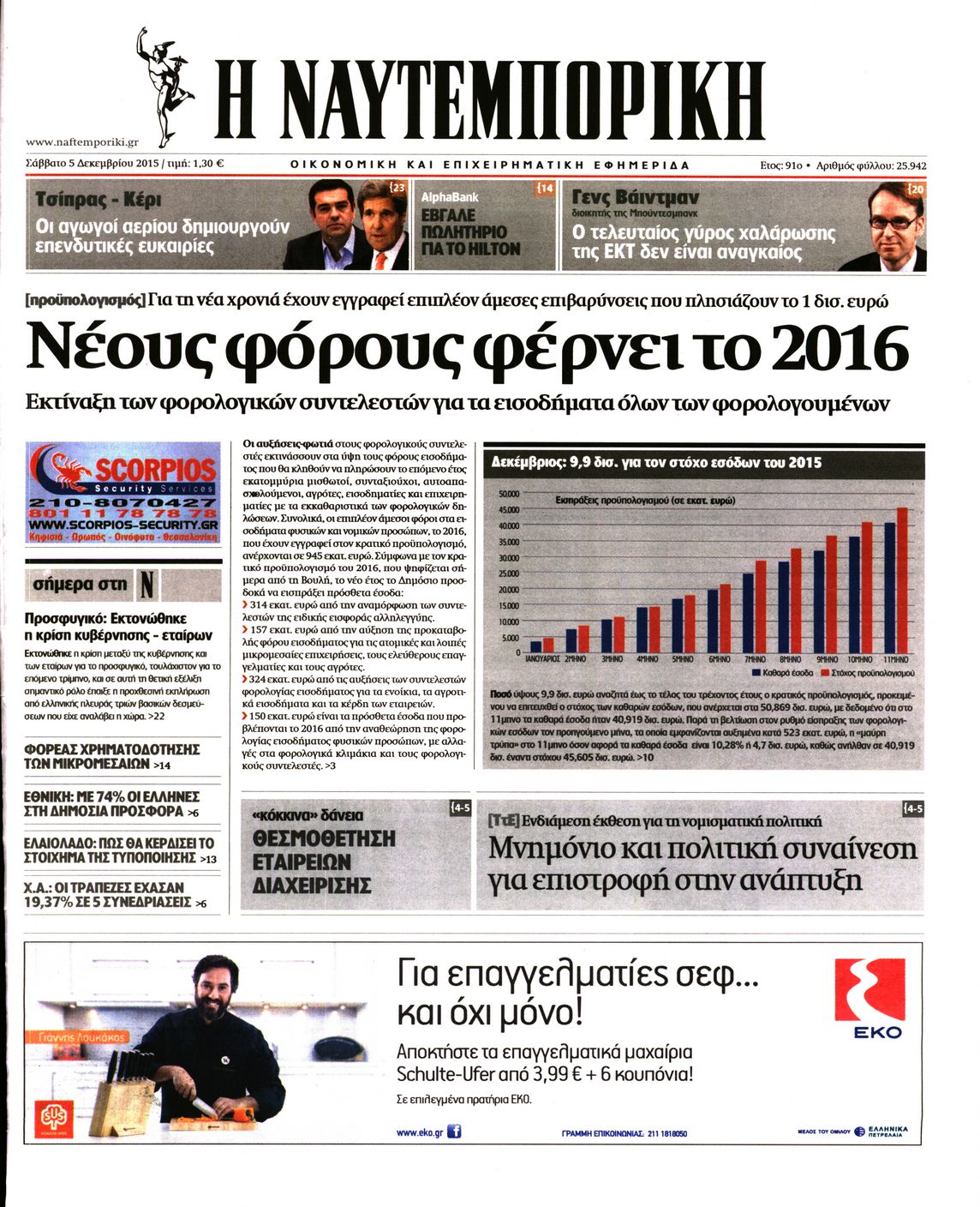Εξώφυλο εφημερίδας ΝΑΥΤΕΜΠΟΡΙΚΗ 2015-12-05