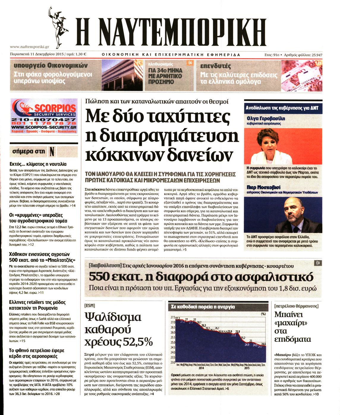 Εξώφυλο εφημερίδας ΝΑΥΤΕΜΠΟΡΙΚΗ 2015-12-11
