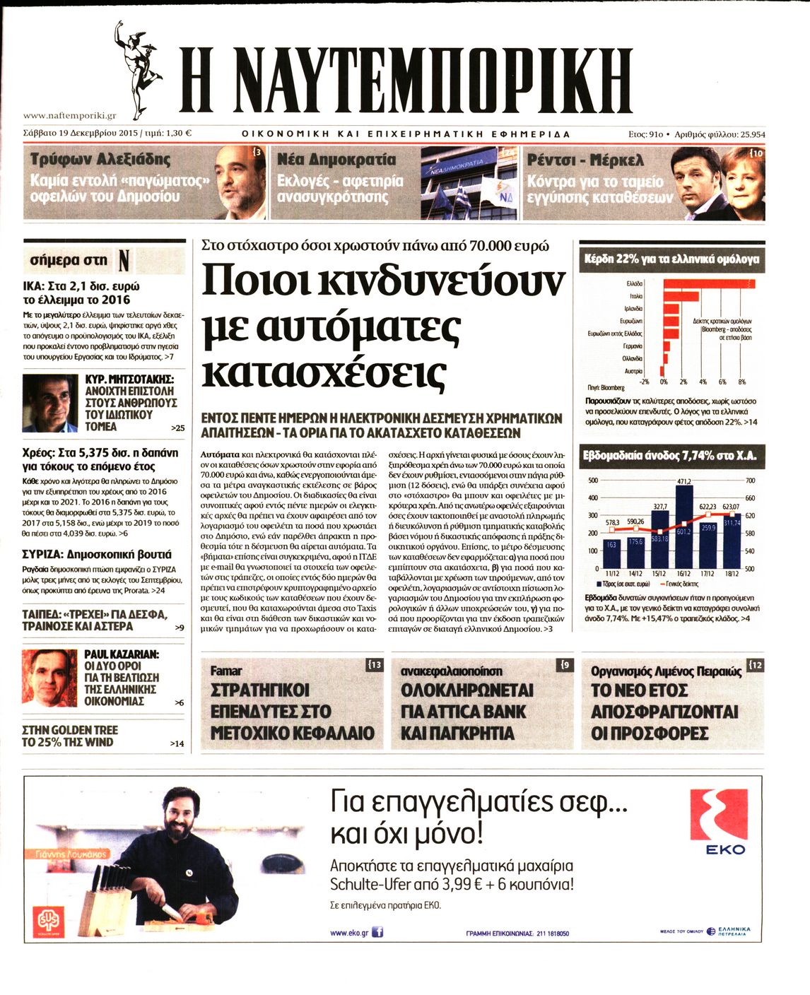Εξώφυλο εφημερίδας ΝΑΥΤΕΜΠΟΡΙΚΗ 2015-12-19