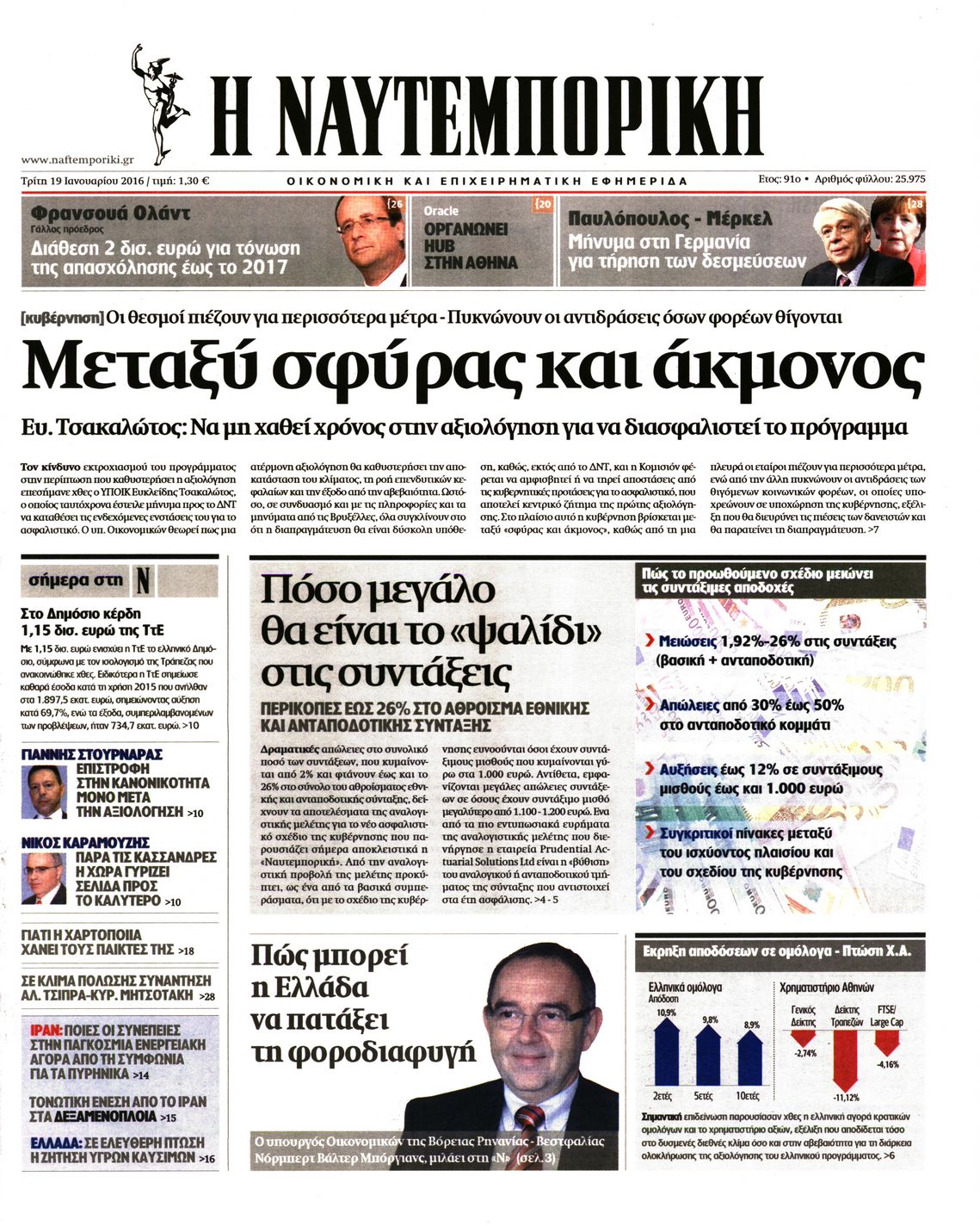 Εξώφυλο εφημερίδας ΝΑΥΤΕΜΠΟΡΙΚΗ 2016-01-19