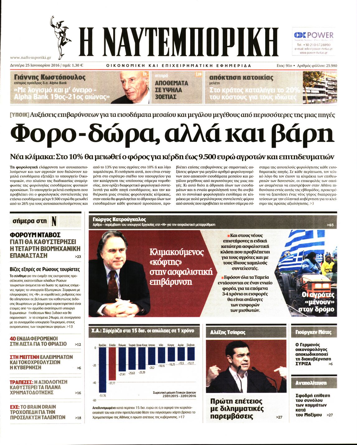 Εξώφυλο εφημερίδας ΝΑΥΤΕΜΠΟΡΙΚΗ 2016-01-25