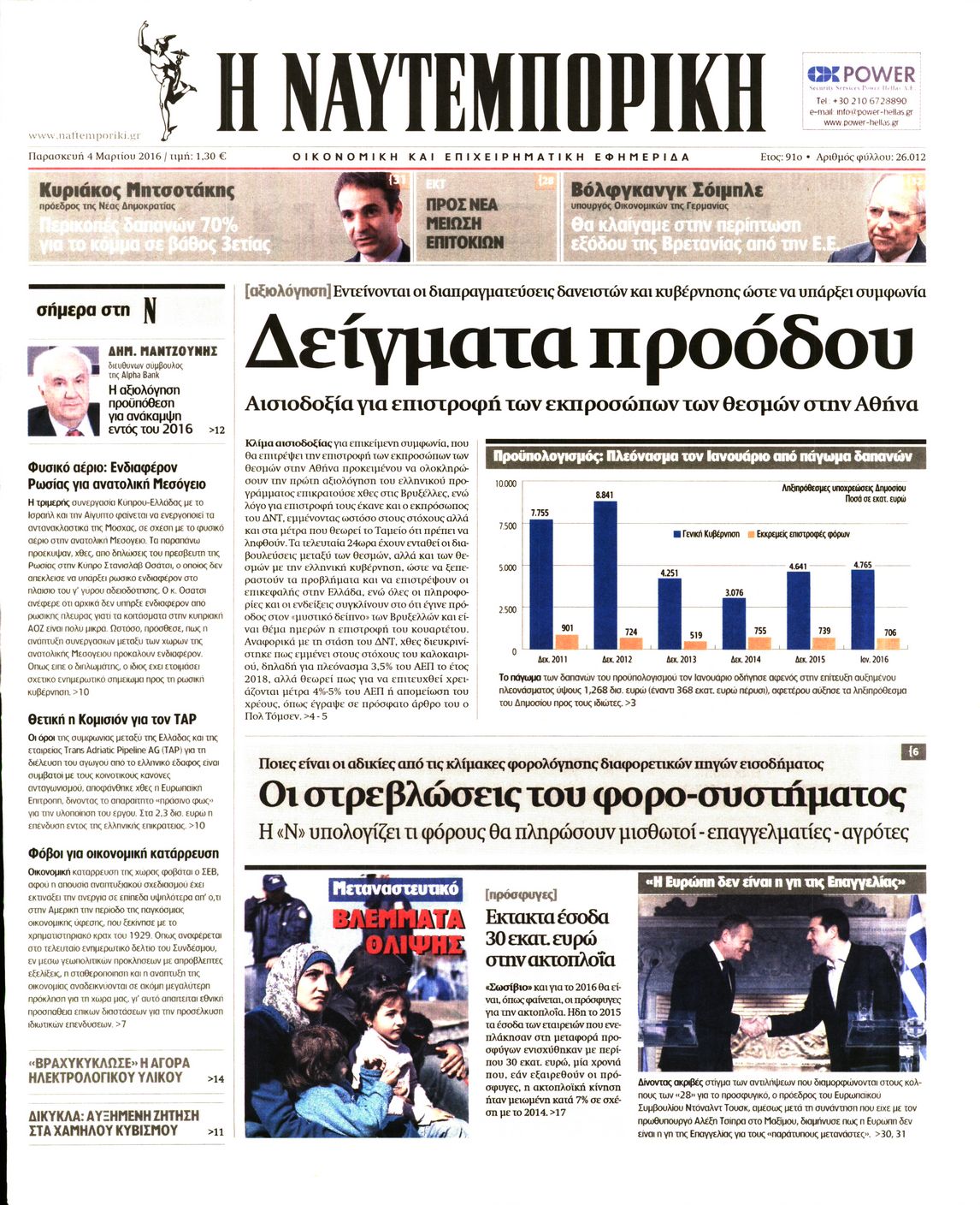 Εξώφυλο εφημερίδας ΝΑΥΤΕΜΠΟΡΙΚΗ 2016-03-04