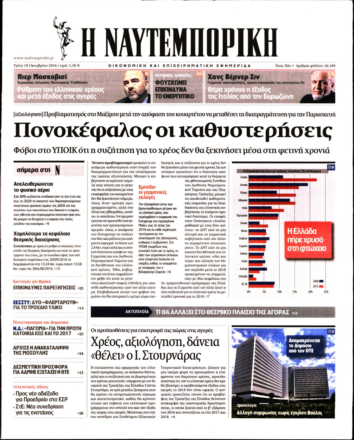 Εξώφυλο εφημερίδας ΝΑΥΤΕΜΠΟΡΙΚΗ 2016-10-18