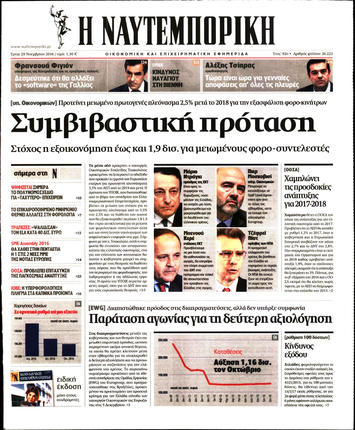 Εξώφυλο εφημερίδας ΝΑΥΤΕΜΠΟΡΙΚΗ 2016-11-29