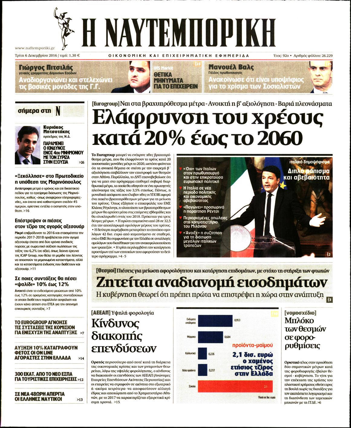 Εξώφυλο εφημερίδας ΝΑΥΤΕΜΠΟΡΙΚΗ 2016-12-06