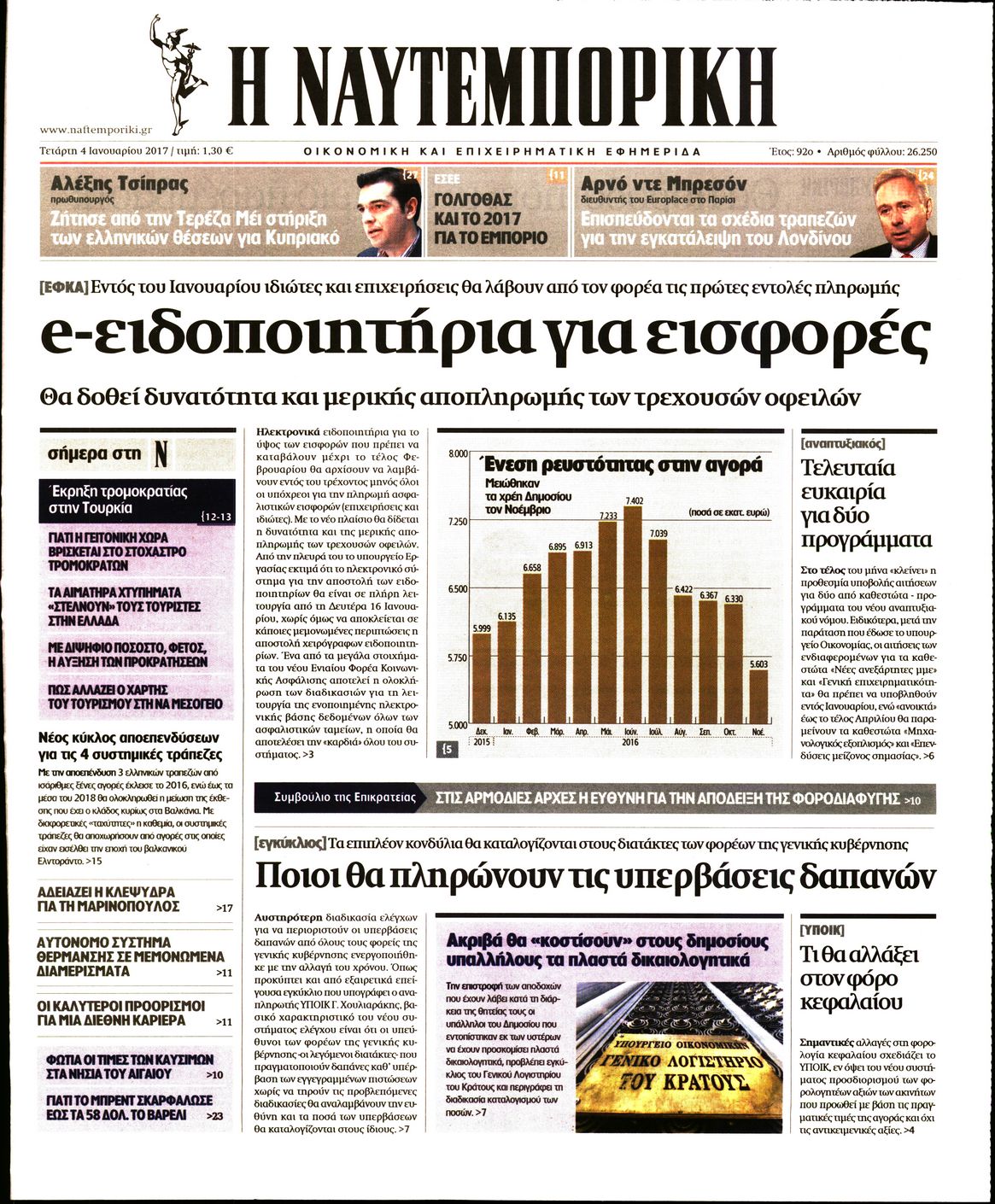 Εξώφυλο εφημερίδας ΝΑΥΤΕΜΠΟΡΙΚΗ 2017-01-04