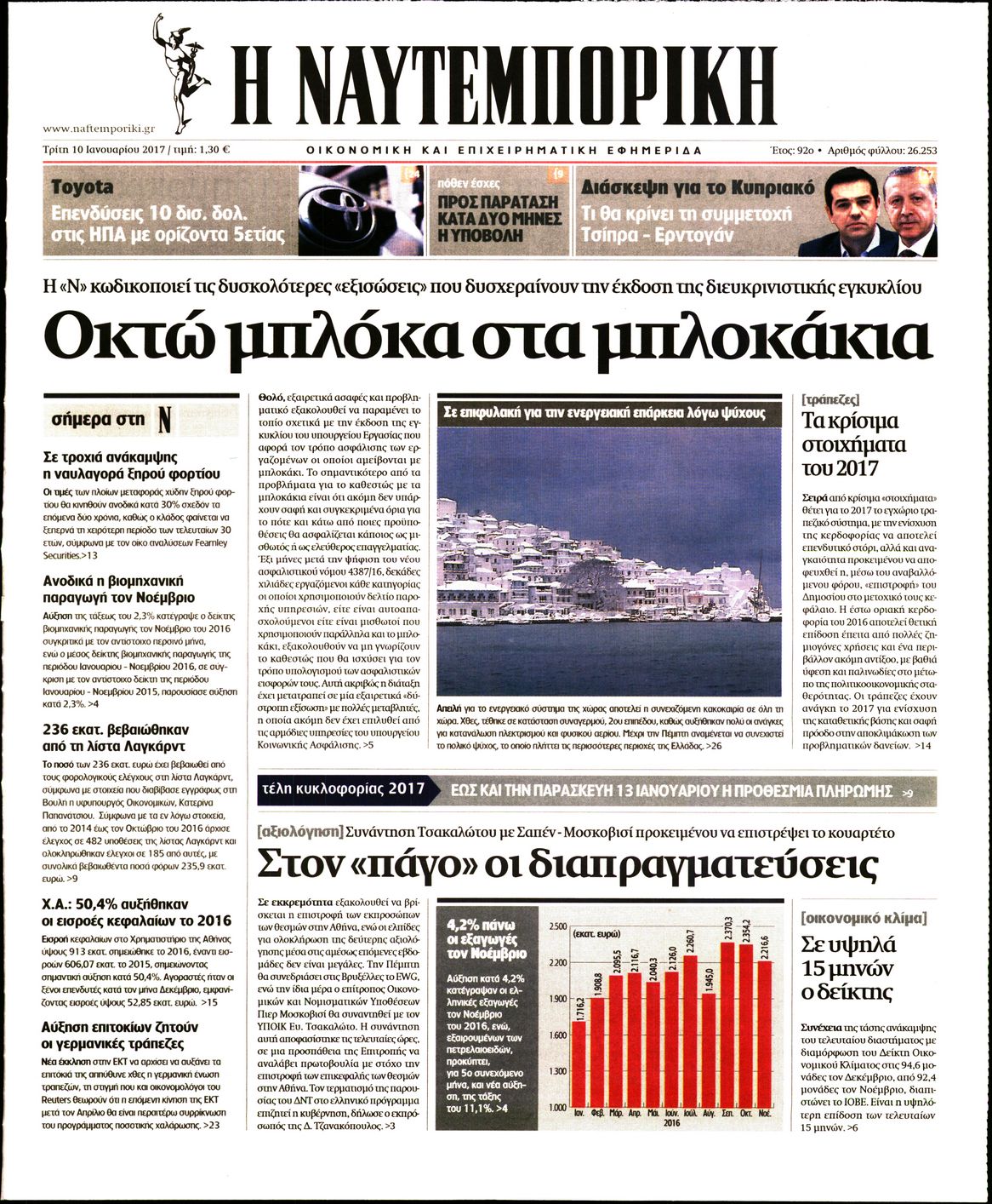 Εξώφυλο εφημερίδας ΝΑΥΤΕΜΠΟΡΙΚΗ 2017-01-10
