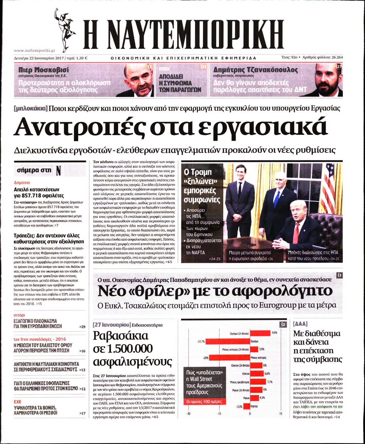 Εξώφυλο εφημερίδας ΝΑΥΤΕΜΠΟΡΙΚΗ 2017-01-23