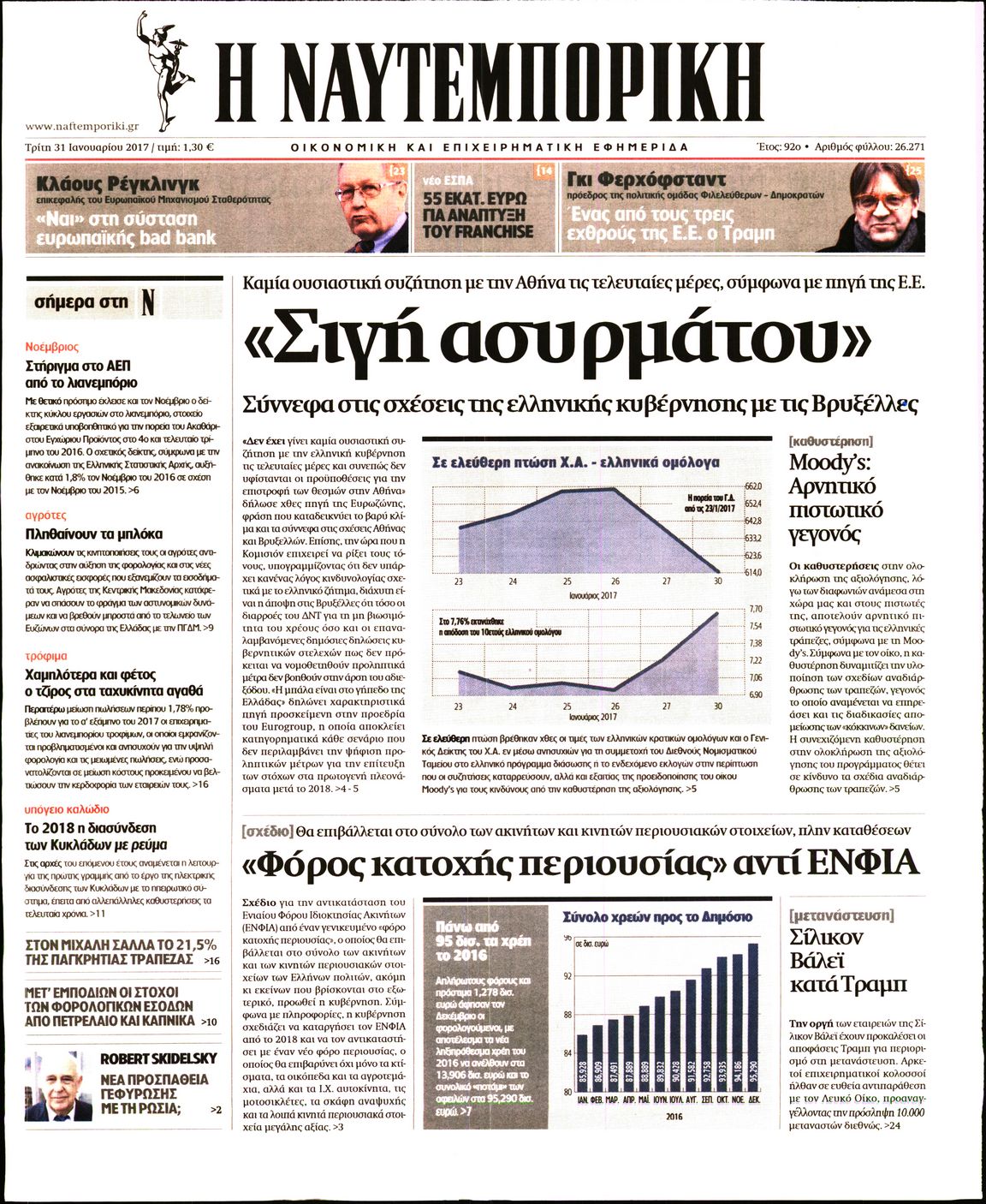 Εξώφυλο εφημερίδας ΝΑΥΤΕΜΠΟΡΙΚΗ 2017-01-31