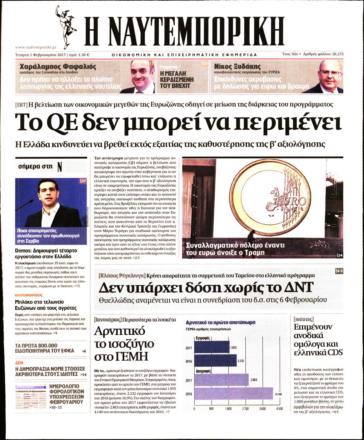 Εξώφυλο εφημερίδας ΝΑΥΤΕΜΠΟΡΙΚΗ 2017-02-01