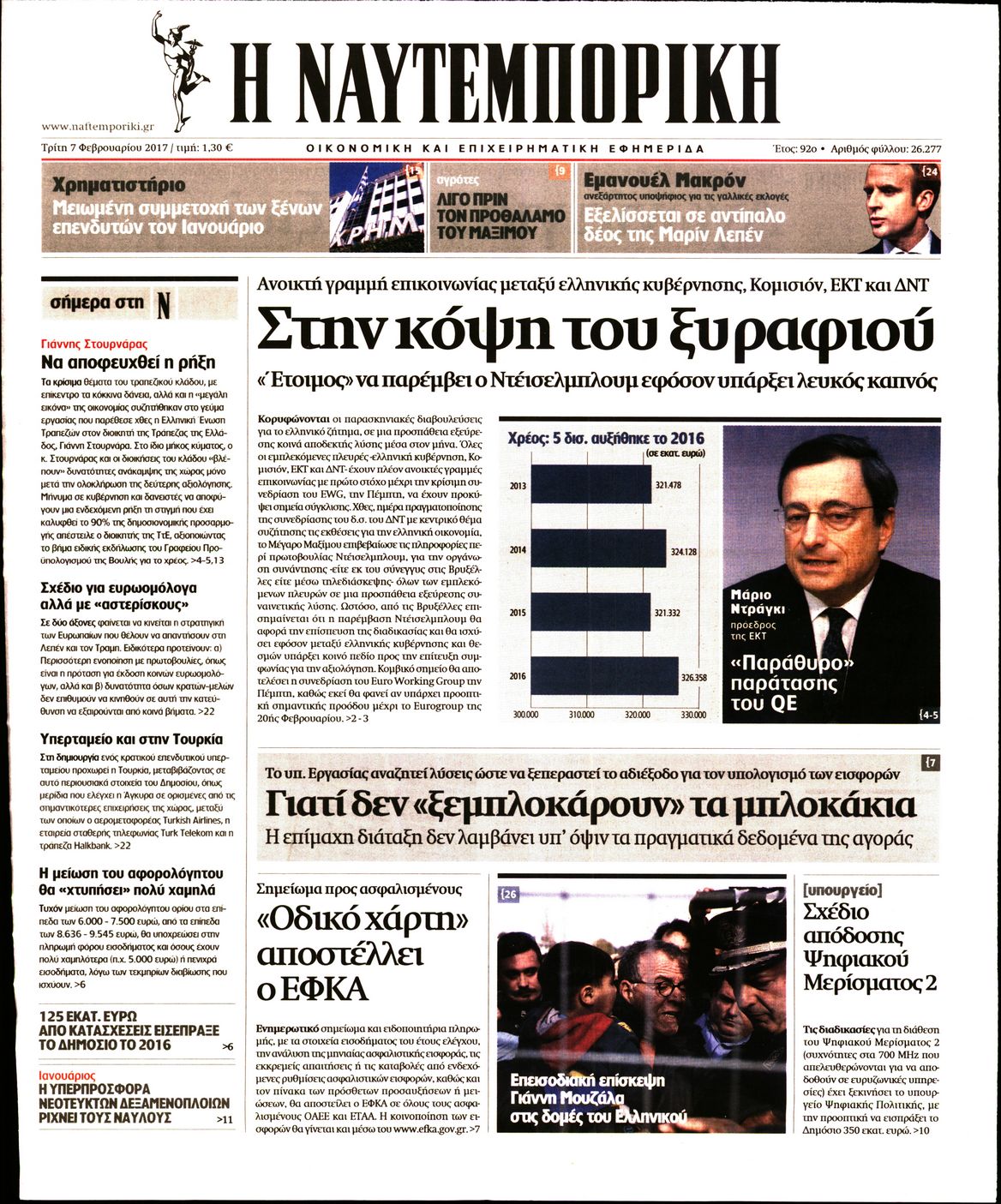 Εξώφυλο εφημερίδας ΝΑΥΤΕΜΠΟΡΙΚΗ 2017-02-07