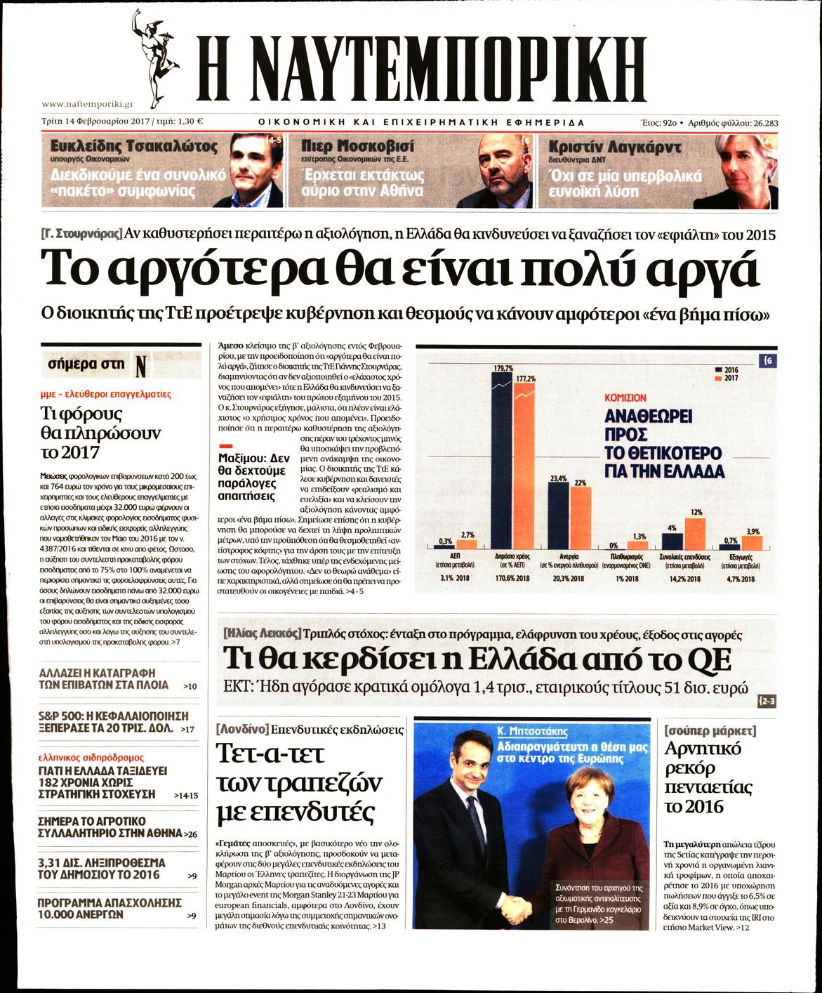 Εξώφυλο εφημερίδας ΝΑΥΤΕΜΠΟΡΙΚΗ 2017-02-14