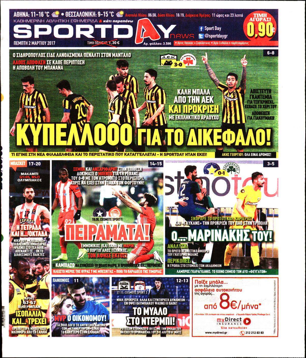 Εξώφυλο εφημερίδας SPORTDAY 2017-03-02