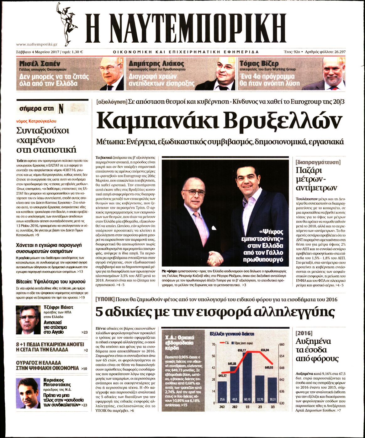 Εξώφυλο εφημερίδας ΝΑΥΤΕΜΠΟΡΙΚΗ 2017-03-04
