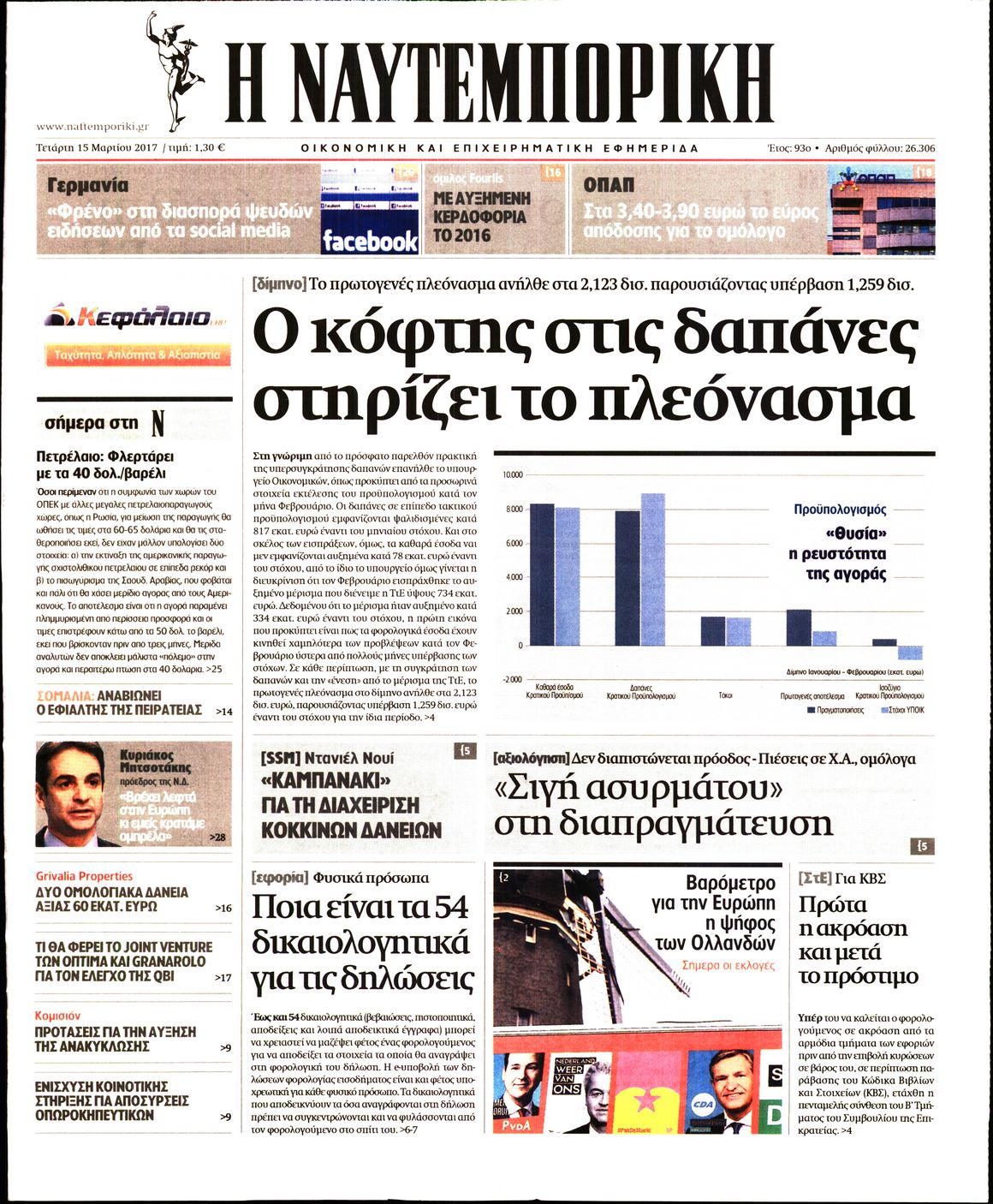Εξώφυλο εφημερίδας ΝΑΥΤΕΜΠΟΡΙΚΗ 2017-03-15