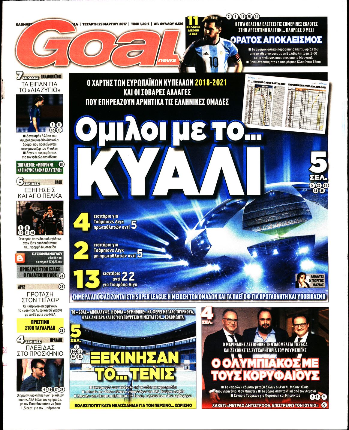 Εξώφυλο εφημερίδας GOAL 2017-03-29