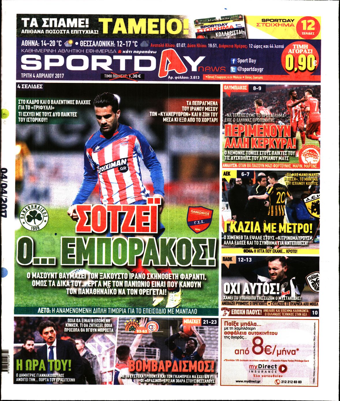 Εξώφυλο εφημερίδας SPORTDAY 2017-04-04