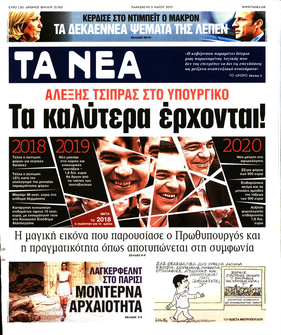 Εξώφυλο εφημερίδας ΤΑ ΝΕΑ 2017-05-05