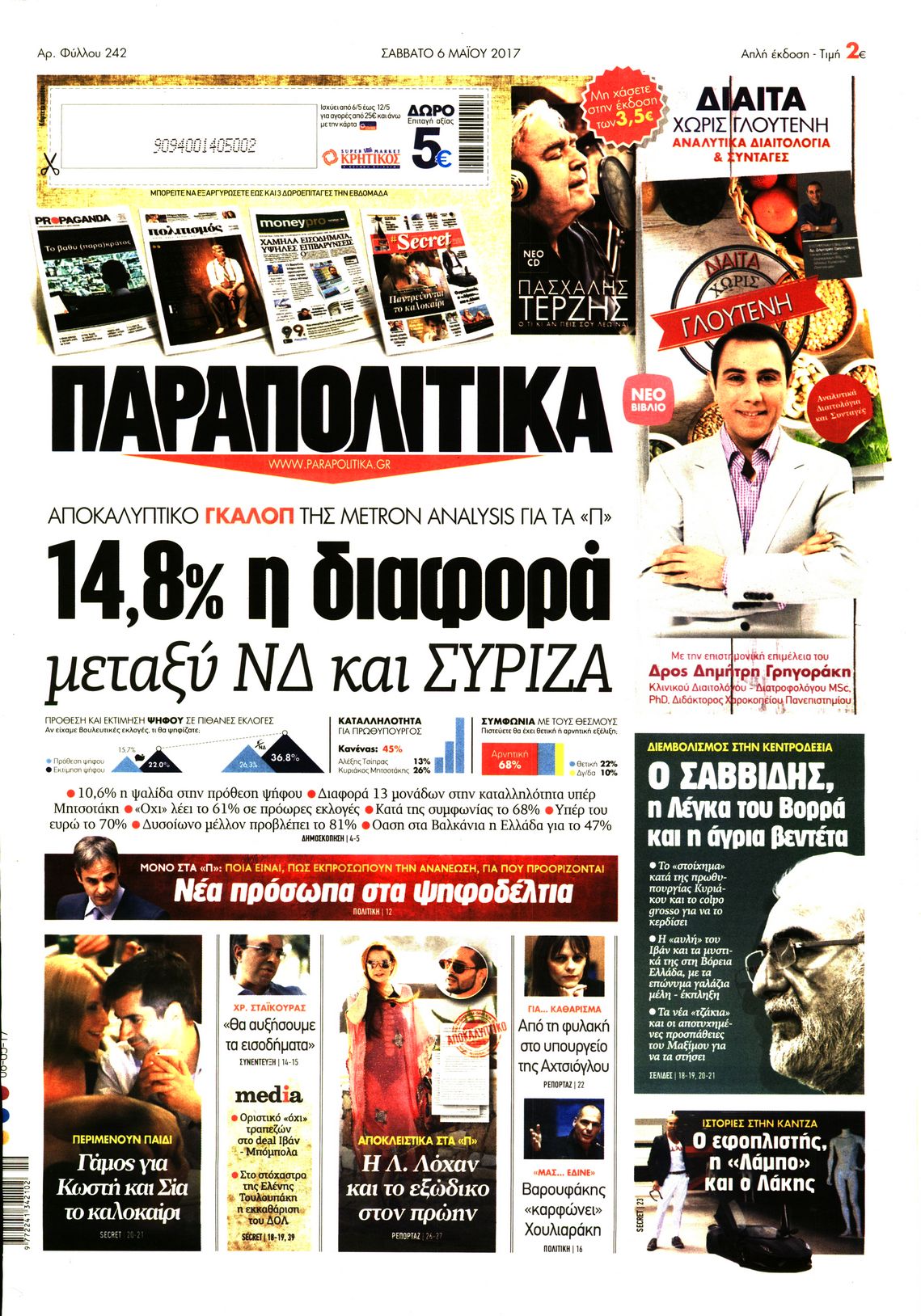 Εξώφυλο εφημερίδας ΠΑΡΑΠΟΛΙΤΙΚΑ 2017-05-06