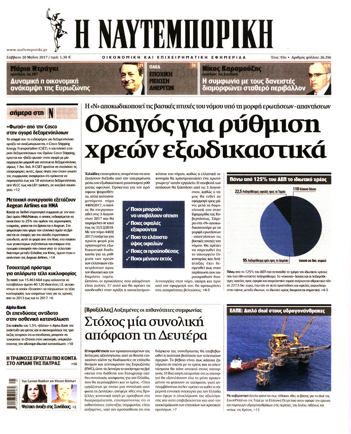 Εξώφυλο εφημερίδας ΝΑΥΤΕΜΠΟΡΙΚΗ 2017-05-20
