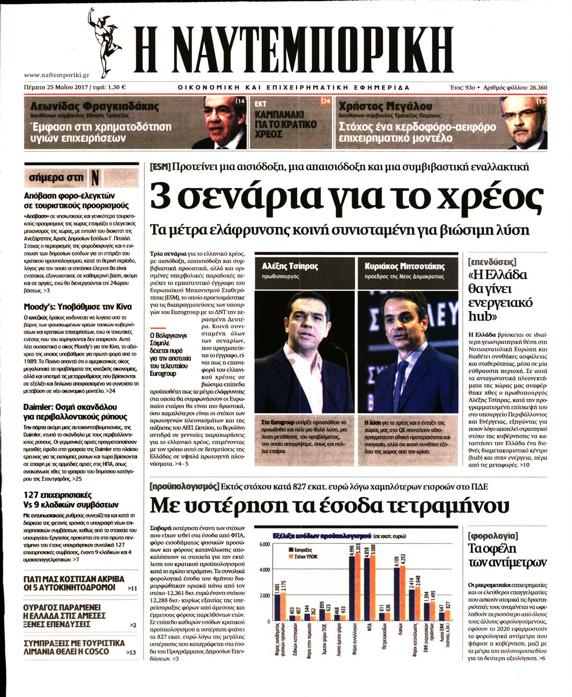 Εξώφυλο εφημερίδας ΝΑΥΤΕΜΠΟΡΙΚΗ 2017-05-25