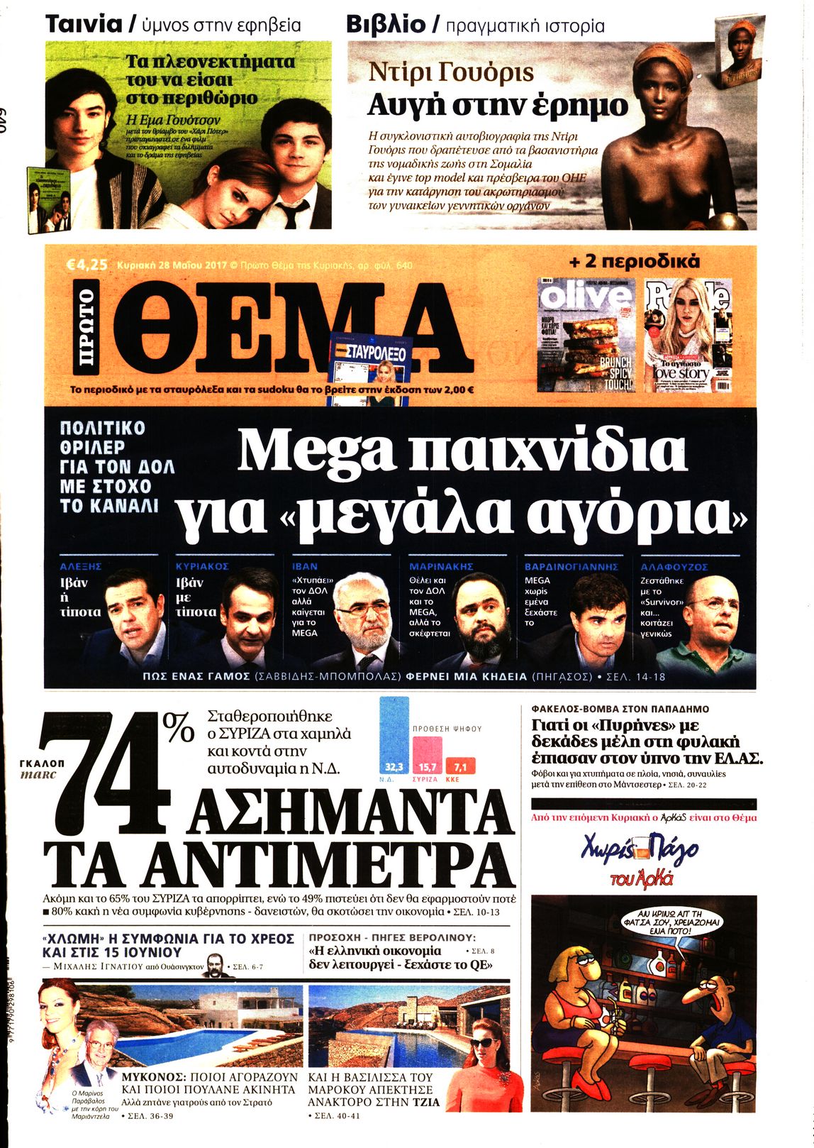 Εξώφυλο εφημερίδας ΠΡΩΤΟ ΘΕΜΑ 2017-05-28