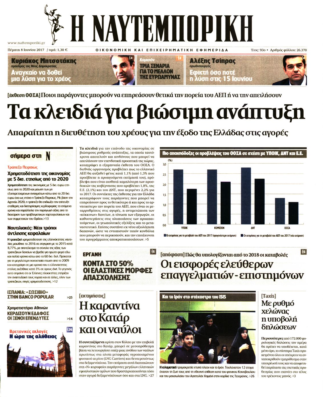 Εξώφυλο εφημερίδας ΝΑΥΤΕΜΠΟΡΙΚΗ 2017-06-08