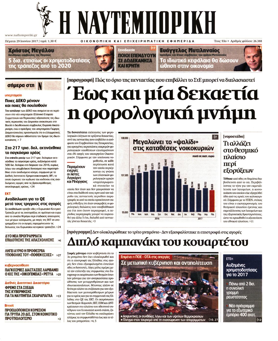 Εξώφυλο εφημερίδας ΝΑΥΤΕΜΠΟΡΙΚΗ 2017-06-29