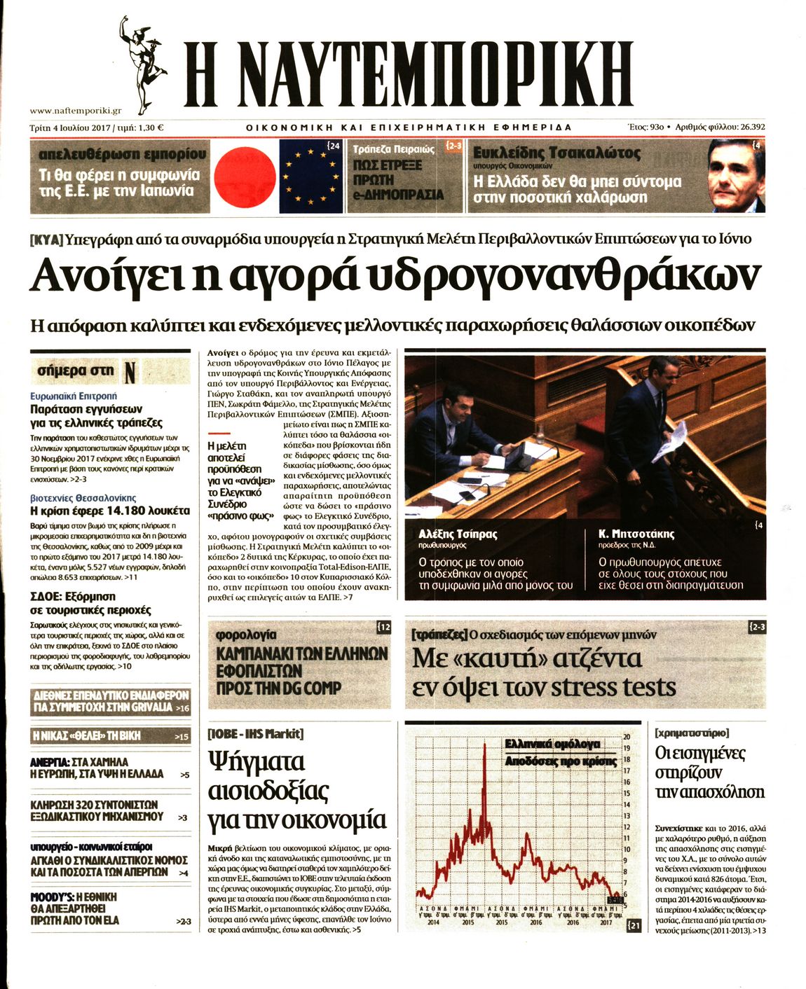 Εξώφυλο εφημερίδας ΝΑΥΤΕΜΠΟΡΙΚΗ 2017-07-04