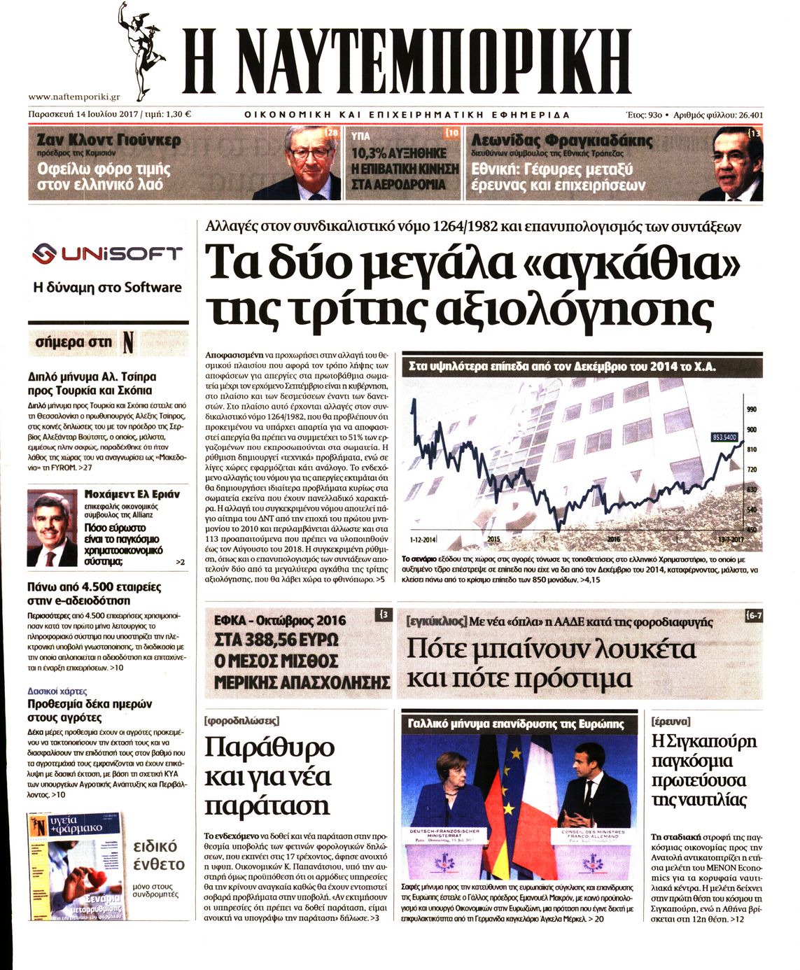 Εξώφυλο εφημερίδας ΝΑΥΤΕΜΠΟΡΙΚΗ 2017-07-14